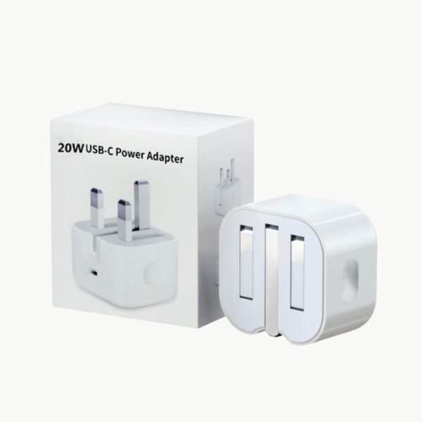 3 Pin 20W USB-C Power Adapter – Fast iPhone Charger Compatible With IPhone, AirPods, And IPad